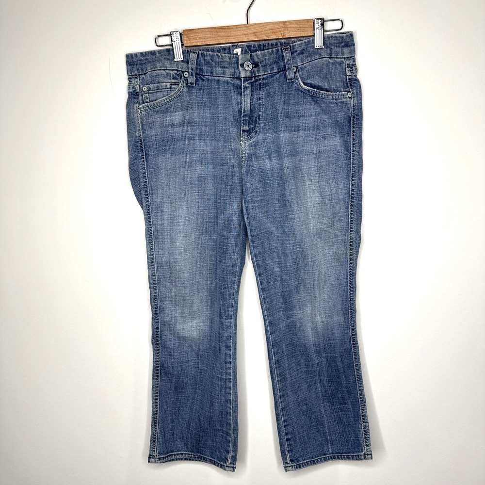 Y2K 7 For All Mankind Crop "A" Pocket Jeans Womens 30x24 Blue Low‎ Rise Made USA
